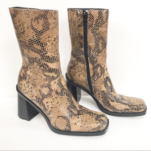 Bass Shoes - BASS ‘AIME’ Leather Snake Print Boots-Vintage-7M